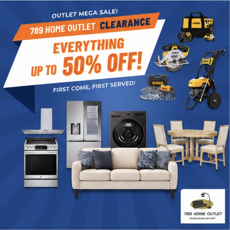 789 Home Outlet clearance event — up to 50% off, first come first served